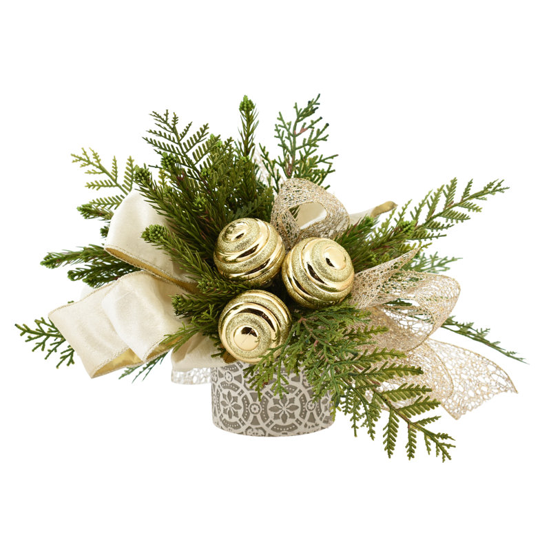 The Holiday Aisle® Evergreen Holiday Mixed Floral Arrangement in Pot & Reviews Wayfair